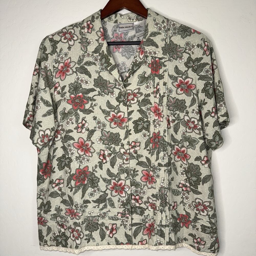 Napa Valley Women's Vintage Floral Button Up Cottage Boho Shoulder Pads Size XL